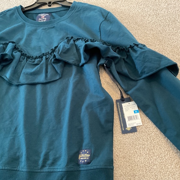 size XL, bust up to 44” inches, greenish blue sweater, new condition - Picture 8 of 9